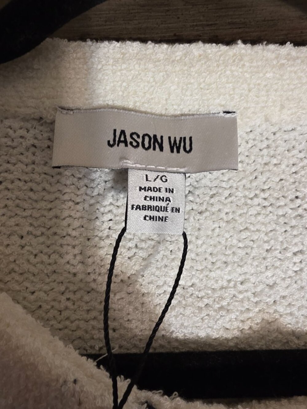 Jason Wu Stitch Detail Short Sleeve Sweater NWT Large Flawed Knit Top Ivory - Picture 8 of 13
